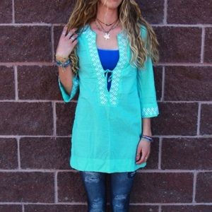 Banana Republic Sea Foam Teal Long Tunic Top